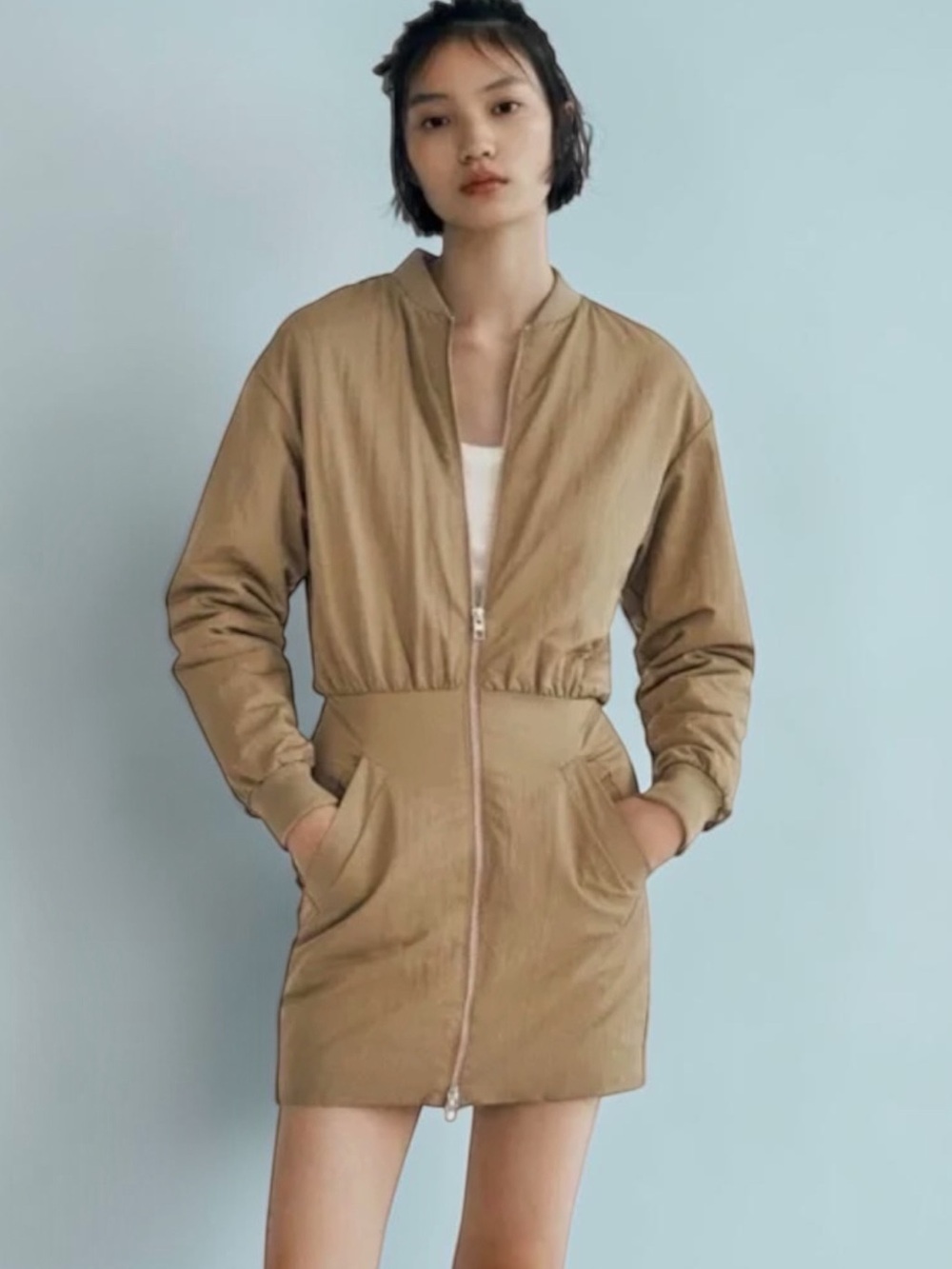 Zara Bomber Jacket Mini Dress Size Large